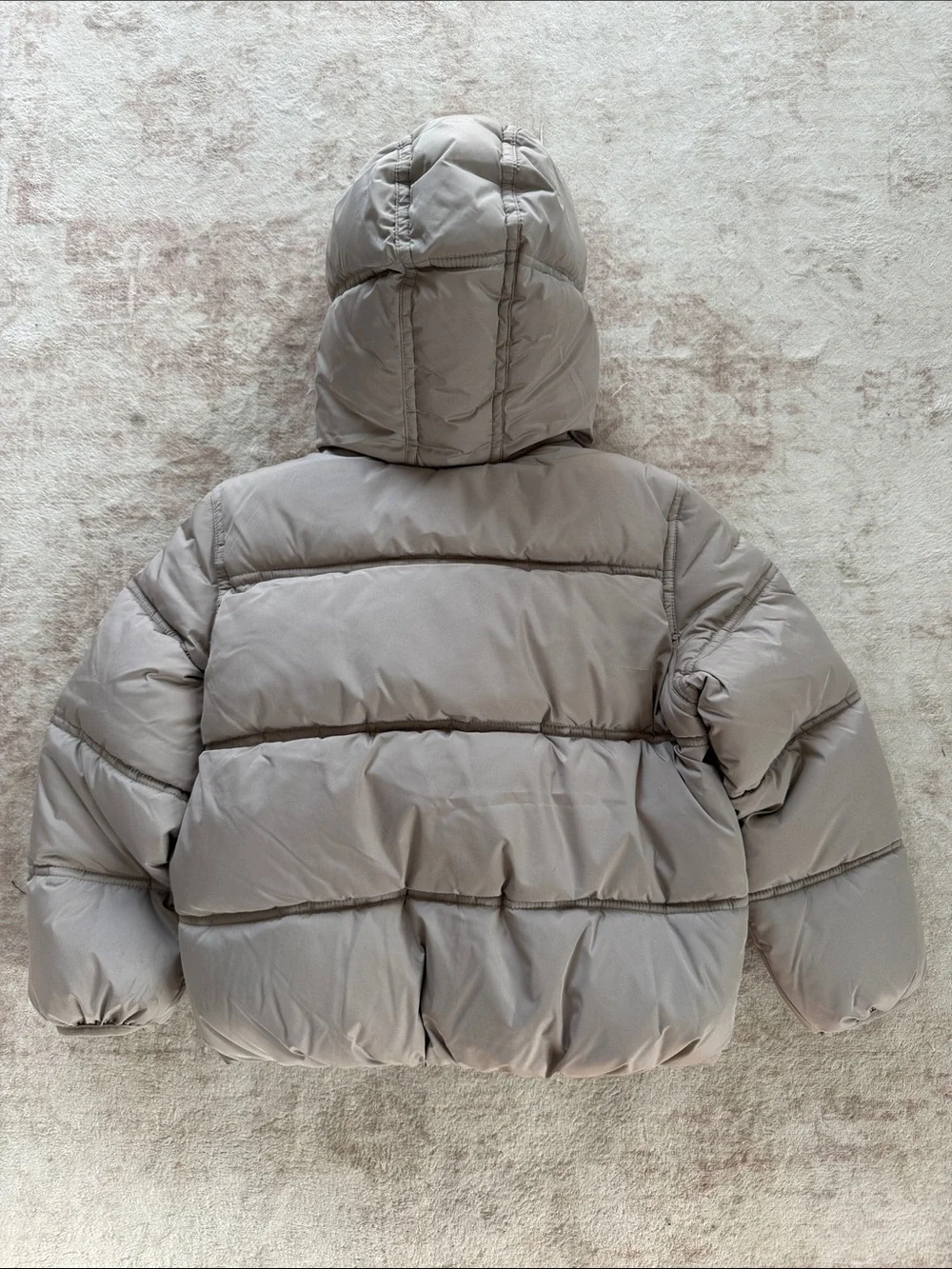The Children's Place Taupe Hooded Puffer Jacket with Black Lining